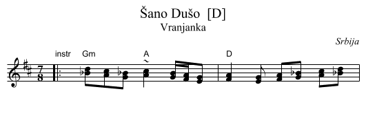 &Scaron;ano Du&scaron;o  [D] - staff notation