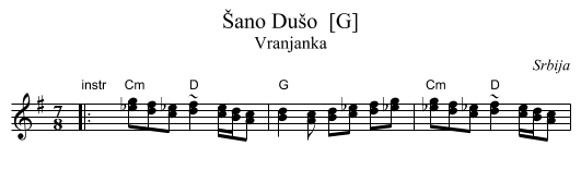 &Scaron;ano Du&scaron;o  [G] - staff notation