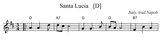 Santa Lucia   [D] - staff notation