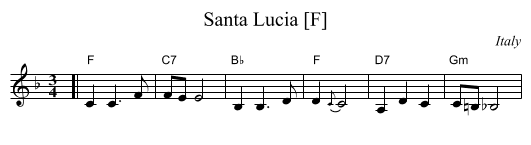 Santa Lucia [F] - staff notation
