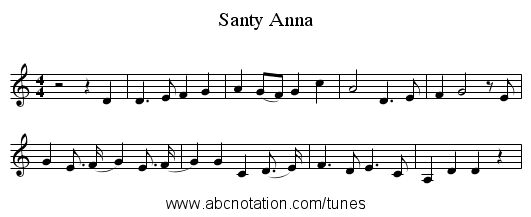 Santy Anna - staff notation