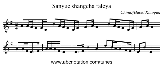 Sanyue shangcha faleya - staff notation