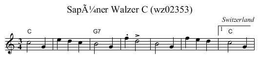 SapÃ¼ner Walzer C (wz02353) - staff notation