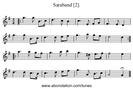 Saraband [2]. - staff notation