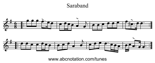 Saraband - staff notation