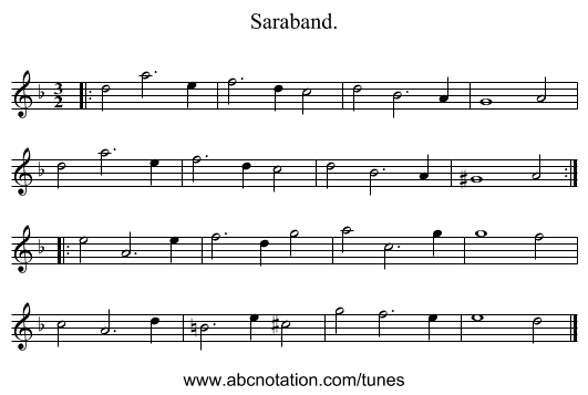 Saraband. - staff notation