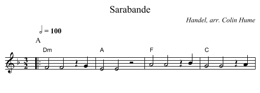 Sarabande - staff notation