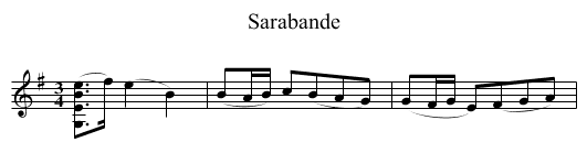 Sarabande - staff notation