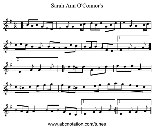 Sarah Ann O'Connor's - staff notation