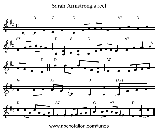 Sarah Armstrong's reel - staff notation
