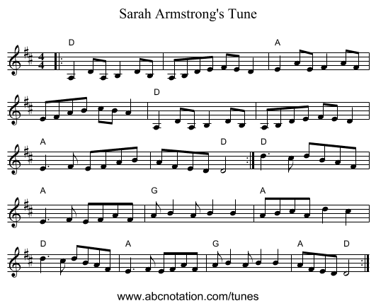 Sarah Armstrong's Tune - staff notation