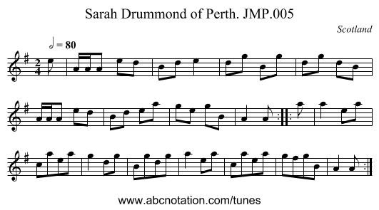 Sarah Drummond of Perth. JMP.005 - staff notation