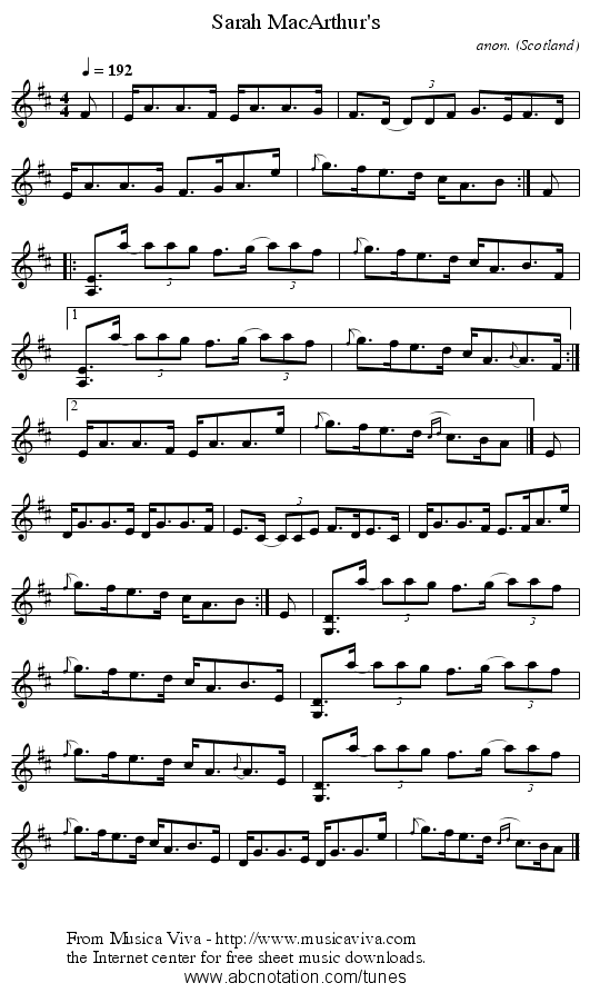 Sarah MacArthur's - staff notation