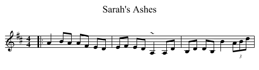 Sarah's Ashes - staff notation