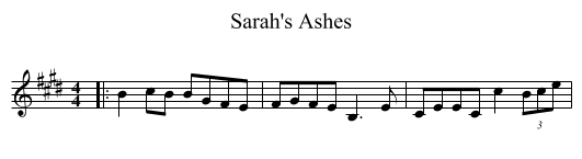Sarah's Ashes - staff notation
