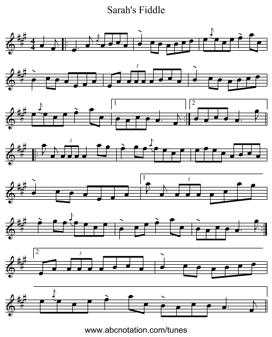 Sarah's Fiddle - staff notation