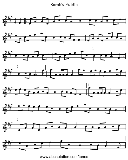 Sarah's Fiddle - staff notation