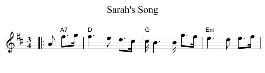 Sarah's Song - staff notation