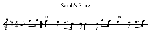 Sarah's Song - staff notation