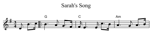 Sarah's Song - staff notation