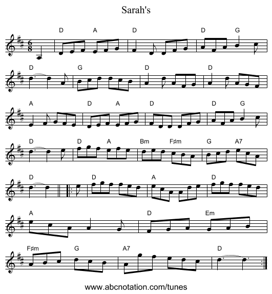 Sarah's - staff notation