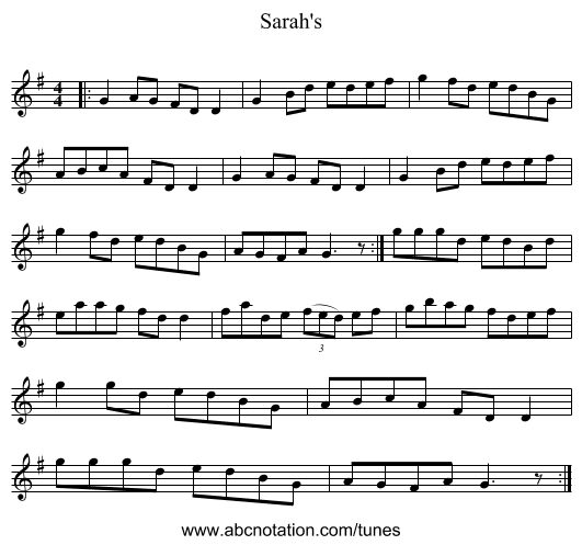 Sarah's - staff notation