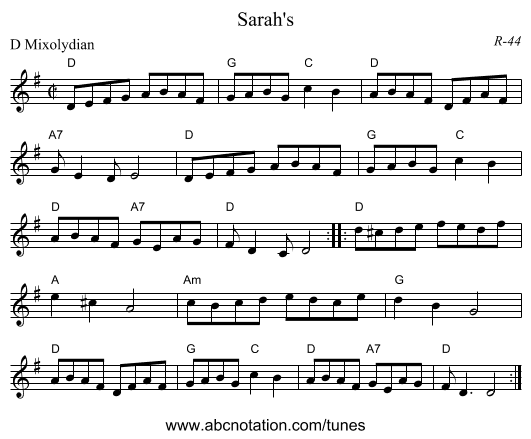 Sarah's - staff notation