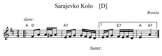 Sarajevko Kolo    [D] - staff notation
