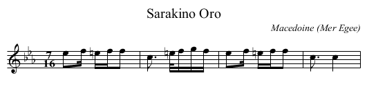 Sarakino Oro - staff notation