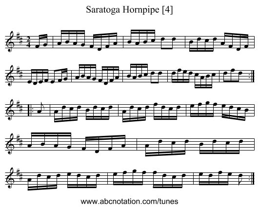 Saratoga Hornpipe [4] - staff notation
