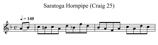 Saratoga Hornpipe (Craig 25) - staff notation