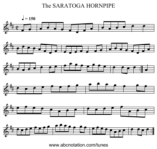 SARATOGA HORNPIPE, The - staff notation