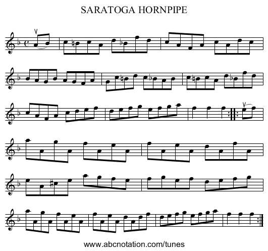 SARATOGA HORNPIPE - staff notation