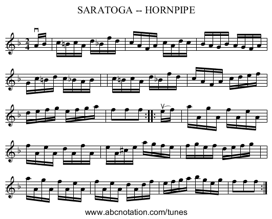 SARATOGA -- HORNPIPE - staff notation