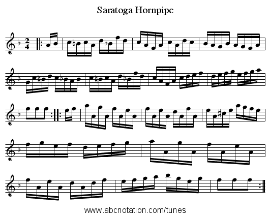 Saratoga Hornpipe - staff notation