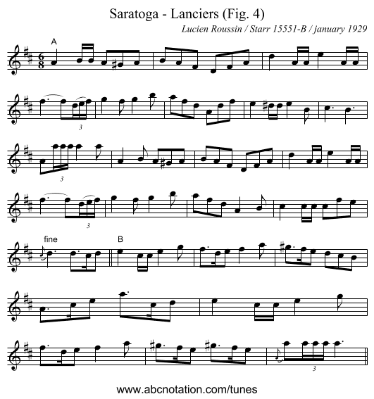 Saratoga - Lanciers (Fig. 4) - staff notation