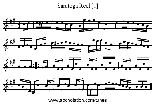 Saratoga Reel [1] - staff notation