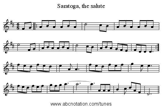 Saratoga, the salute - staff notation