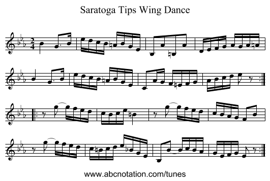 Saratoga Tips Wing Dance - staff notation