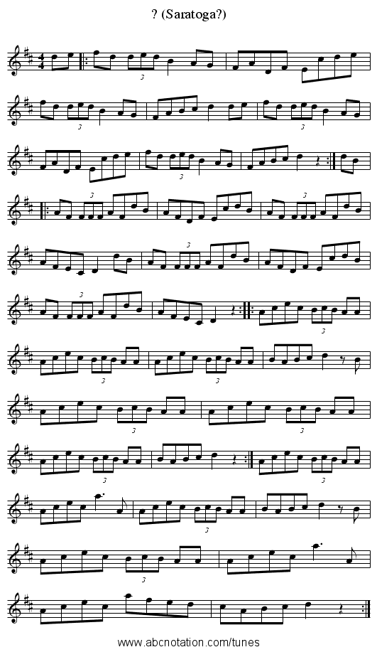 ? (Saratoga?) - staff notation