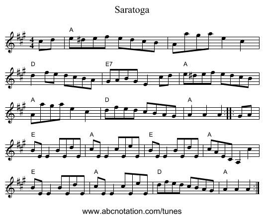 Saratoga - staff notation