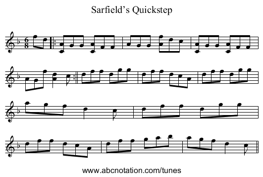 Sarfield’s Quickstep - staff notation