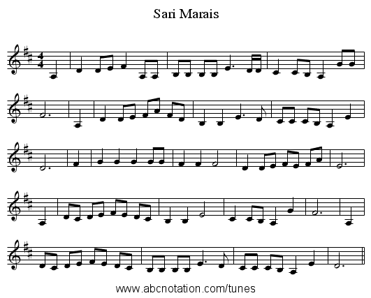 Sari Marais - staff notation