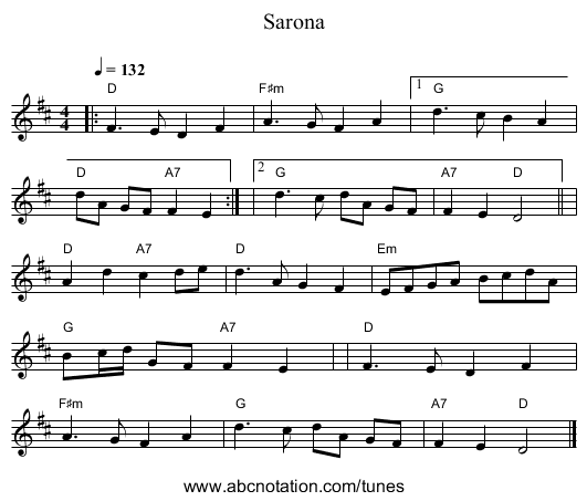 Sarona - staff notation