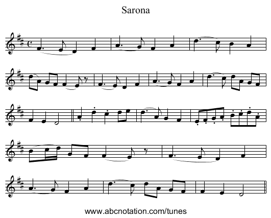 Sarona - staff notation