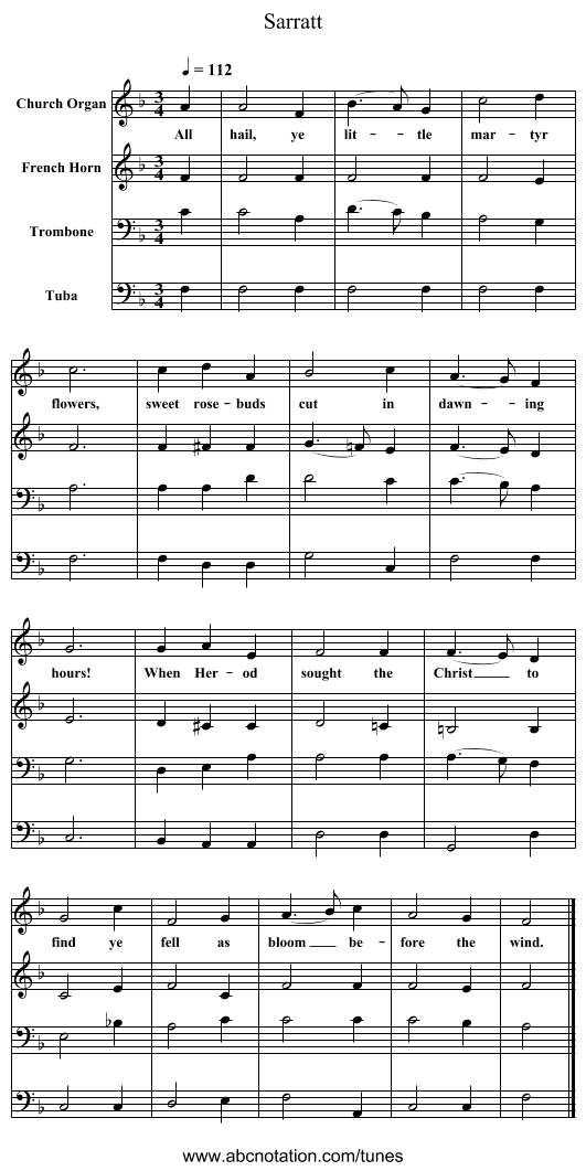 Sarratt - staff notation
