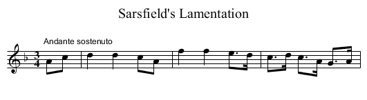 Sarsfield's Lamentation - staff notation