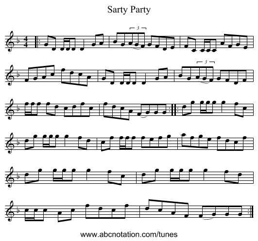 Sarty Party - staff notation