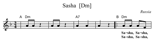 Sasha  [Dm] - staff notation