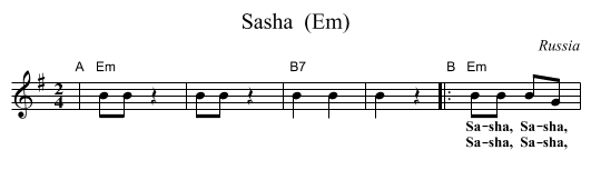 Sasha  (Em) - staff notation